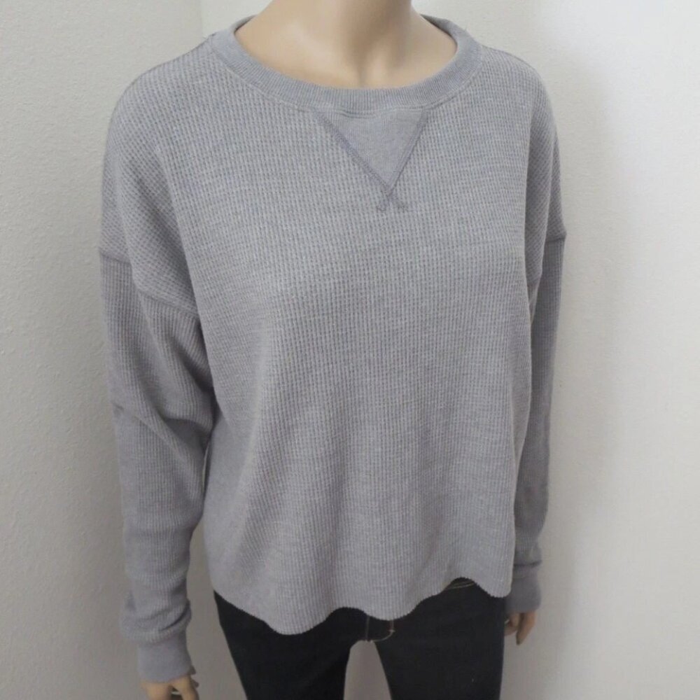 NEW Abercrombie Womens Crewneck Waffle Knit Sweater Size XS Gray - Picture 4 of 6